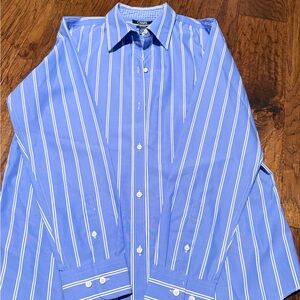 Chaps Blue and White Striped Button Down Shirt Womens size large